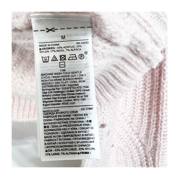 Gap Sweater Womens Wool Alpaca Blend Knit Crew Neck Blush Pink Ladies Medium NEW - Picture 5 of 8